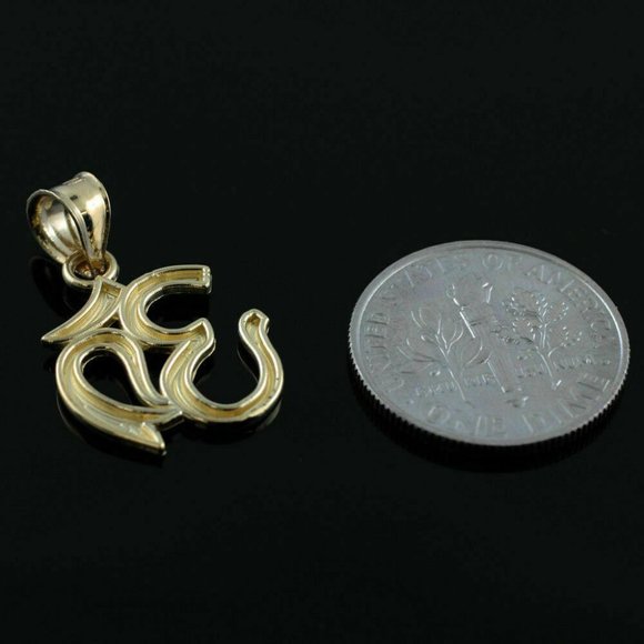 10K Solid Gold Om Ohm Pendant Charm - Yellow, Rose, or White Yoga symbol